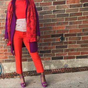 J. Crew Orange Striped Top